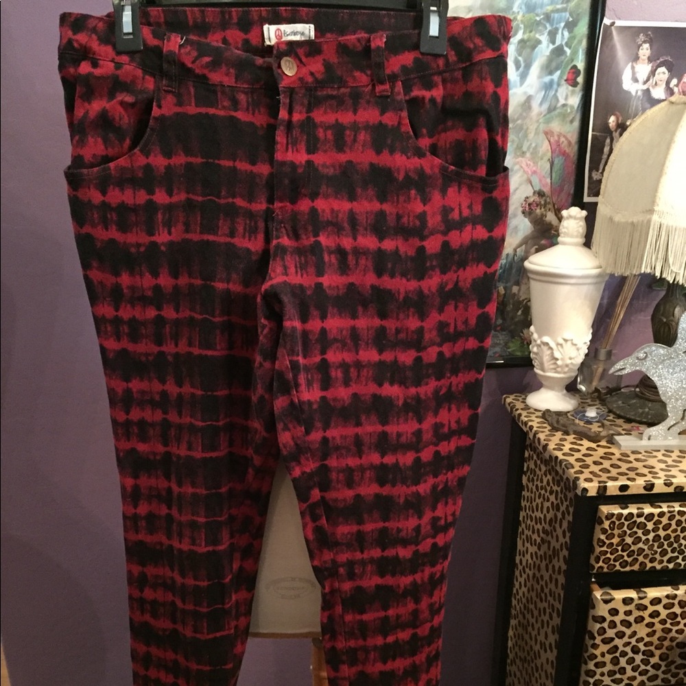 Red and black pants